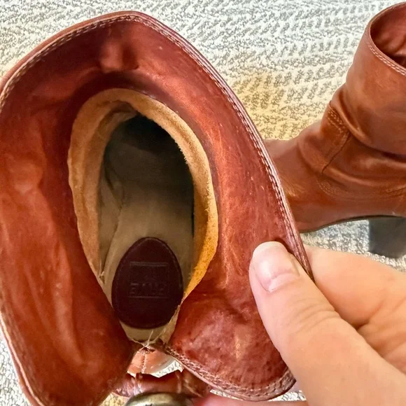 Frye Brown Heeled Boots with Chunky Heel - Picture 3 of 6